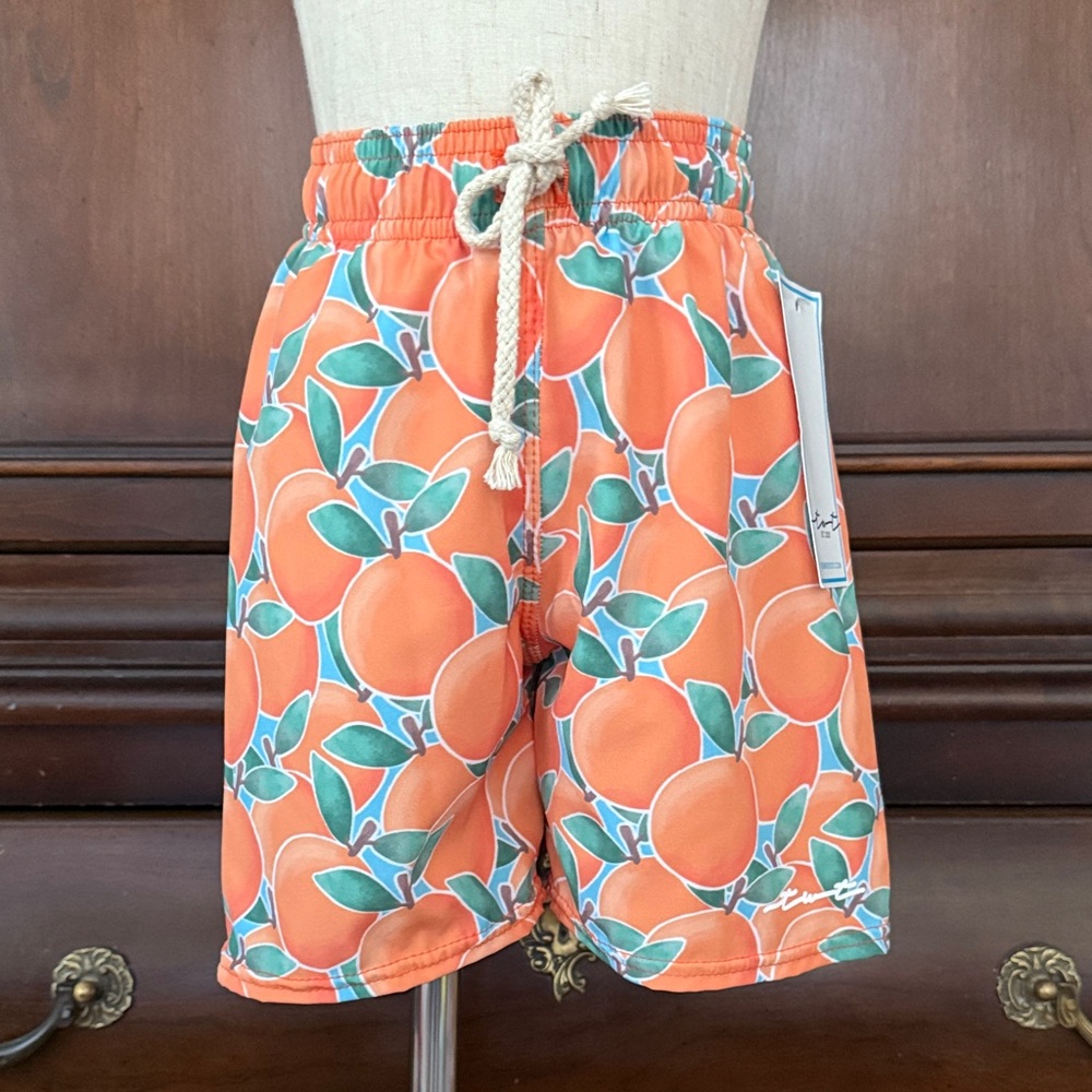 Tidewater Tots Orange Print Swim Trunks Boys Size 5 NWT Beach Pool Summer